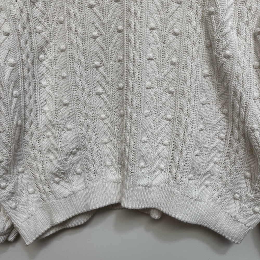 Sezane Beryl Cardigan Sweater Women XL Cable Knit Organic Cotton Reversible Butt - Picture 9 of 14